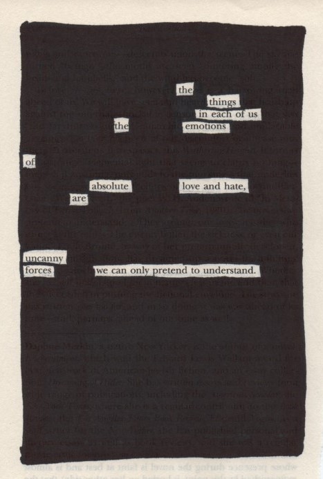 Uncanny Forces - Blackout Poetry Notes