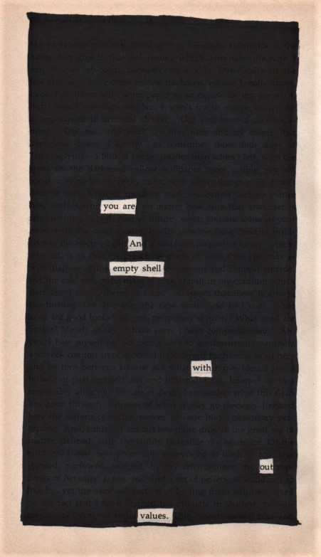 Empty Shell - Blackout Poetry Notes